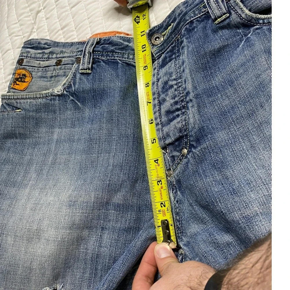 Parasuco Denim Legend Mens 38 Y2K Baggy Jeans Distressed Skater Heel Bites